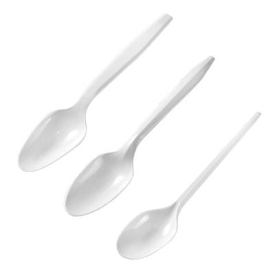 China Cuero de mesa de plástico Cuchara de helado desechable Cuchara de plata Cuchara de sopa de café Cuchara de té P en venta