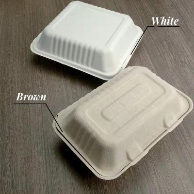 China Disposable Paper Box Biodegradable Sugarcane Bagasse Burger Box Sustainable Packaging for sale