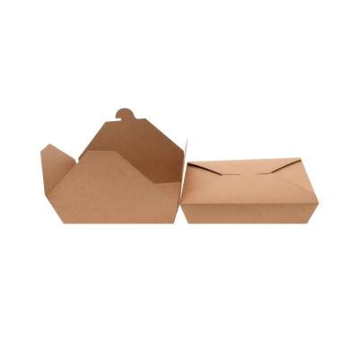 China Leak Resistant Food Container for Restaurant Catering Disposable Kraft Paper Lunch Box for sale