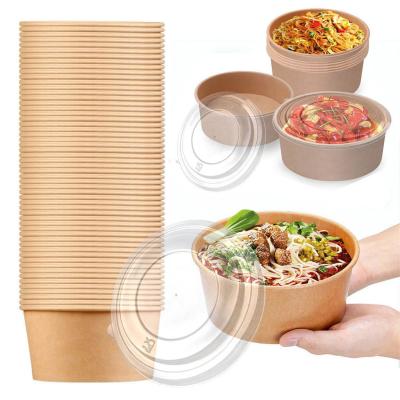 Cina Tazza per l'insalata a base di carta kraft usa e getta personalizzata con logo in multi colori riciclabile in vendita