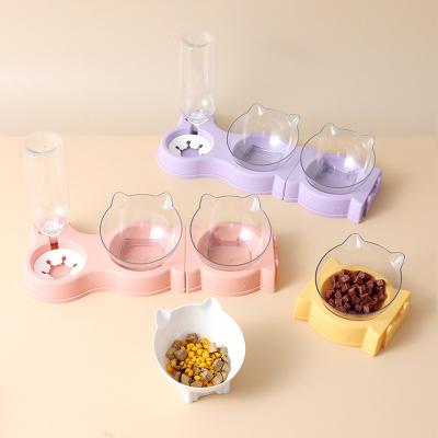 China Pet Water Bottle Double Bowl Feeding Cup 24.5*12.5*11.5 Volume 550ml for Pet Feeding for sale