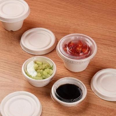 China 1oz Degradable Eco Friendly Sauce Cup Made from Sugarcane Pulp and Straw Pulp for OEM for sale