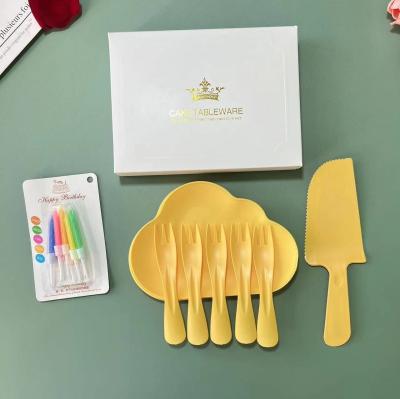 China Disposable Plastic Cake Fork Dim Sum Fork Fruit Fork Birthday Cutlery Suit for Costs for sale