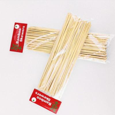 China BBQ Accessories Flat Bamboo Meat Skewers Sticks 30cm 35cm Bamboo Skewers Supplies for sale