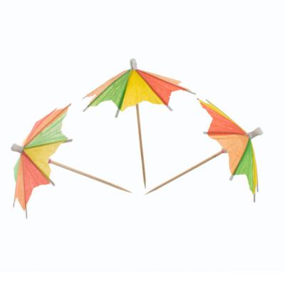 China Disposable Wooden Umbrella Toothpick for Cocktail Decoration Bambus Heart Paper Drink for sale