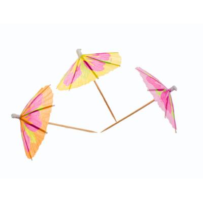 China Disposable Cocktail Umbrella Bamboo/Wood Toothpicks Cupcake Toppers with Custom Logo for sale