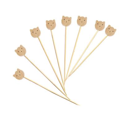 China Customized Logo Flower Picks Disposable Fruit Forks and Cocktail Picks for Wine Tasting for sale