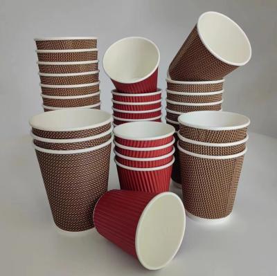 China Disposable Ripple Paper Coffee Cups Biodegradable Tea Cups for Eco-Friendly Disposal for sale