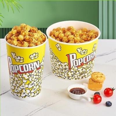 Cina 24 oz-32 oz Popcorn Paper Bucket usa e getta per porta via Food Grade Cup/Bucket No Lids in vendita