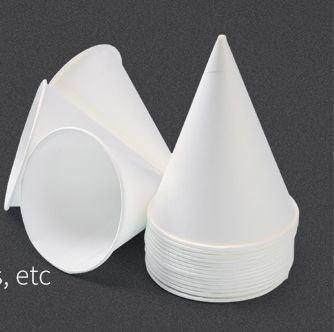 China Paper Cone Cup PE Film White Disposable Paper Cup Popular in Public Place Without Lid for sale