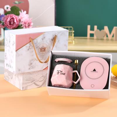 China Ceramic Cup 55 Degree 380ml Constant Temperature Cup Set Gift Boxed for Wedding Gift for sale