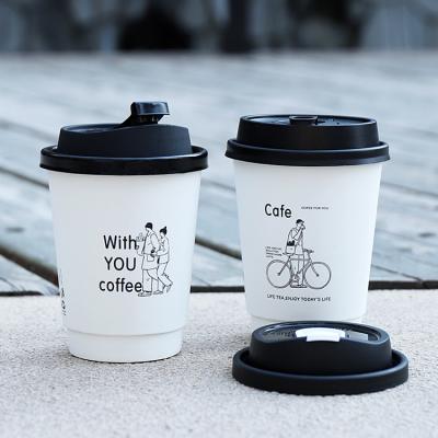 China Taza de papel desechable de café caliente sin agua de plástico de pared única con cubierta de papel PLA en venta