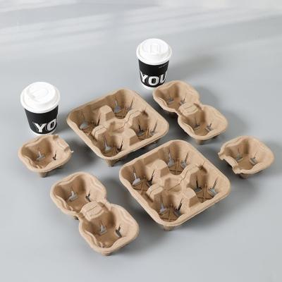 China Eco-Friendly Cup Holder for Disposable Bagasse Coffee Cup Trays Customizable and Tray for sale