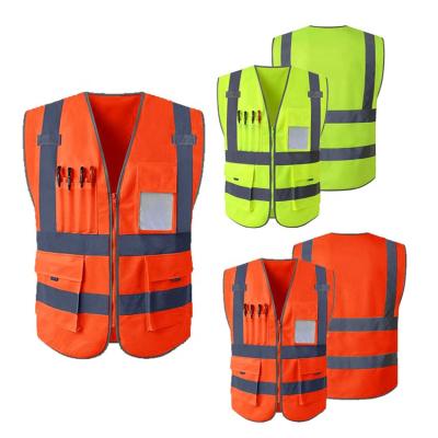 China Yellow Reflective Mesh Fabric For Safety Vest Pocket Vest Multi Reflective Tape Vest Reflective Apparel for sale