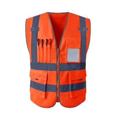 China Multi Reflective High Visibility Work Vest Safety Construction Fabric Stripe Jacket Vest Pocket Reflective Vest for sale