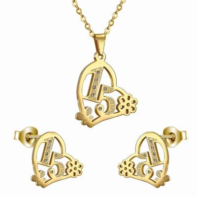 China Elegant Fashion Stainless Steel African Yellow Gold Jewelry Set for sale