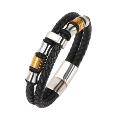 China Fashion Stainless Steel Bracelet Bangle Casual/Sporty Genuine Leather Reversible Leather Metal for sale