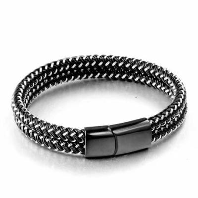 China Fashionable Wholesale Custom Trendy Handmade Luxury Men Leather Bracelet for sale