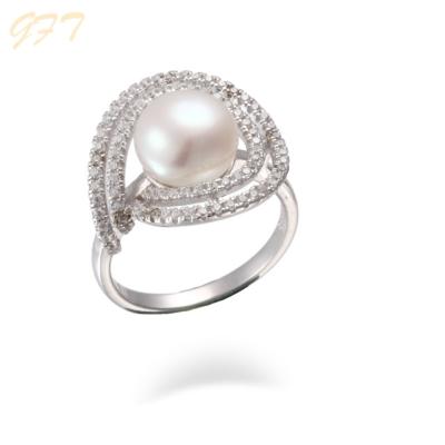 China Trendy italian silver ring with pearl for sale