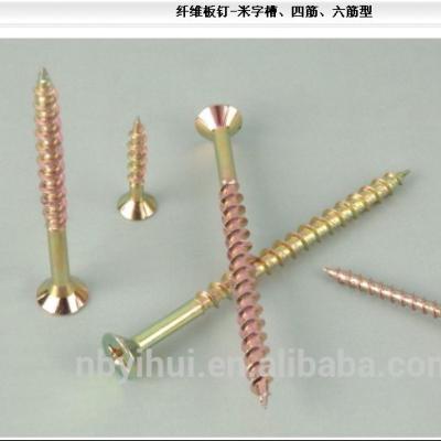 China Carbon Steel Particle Board Screws Galvanized Yellow for sale