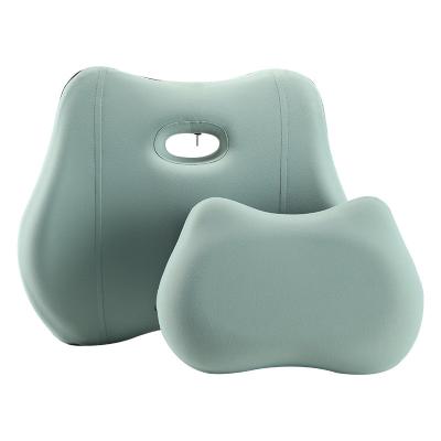 China Anti-static Custom Car Neck Massage Headrest Memory Foam Pillow Lumbar Support Cushion Set for sale