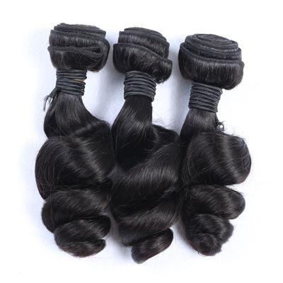 China Loose Wave Brazilian Hair Weave Loose Wave Bundles 100% Natural Black Hair Bundles Cuticle Aligned Virgin Hair Extensions for sale