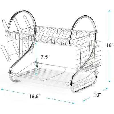 China Sustainable stainless steel bowl rack, drain rack, double-layer dish rack, kitchen rack, chopsticks rack, storage rack. for sale