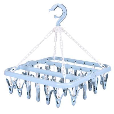 China Modern Plastic Adult Multi-clip Baby Sock Rack Folding Hanger Windproof Rack For Clothes Household Drying Rack for sale