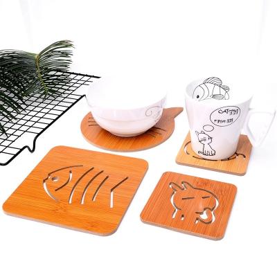 China CLASSIC Bamboo Cavity Coaster Kitchen Cartoon Insulation Pad Table Mat Thick Anti-Scalding Anti-Scalding Mat for sale