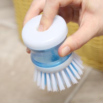 China Sustainable Kitchen Accessories Custom Cleaning Push Button Release Wash Up Liquid Soap Dish Dispensing Brush for sale