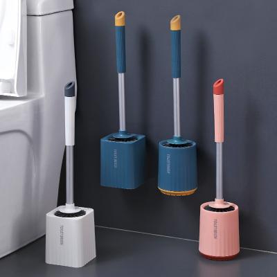 China Viable Wholesale Blue Silicone Toilet Reading Brush Bathroom Toilet Brush And Holder Set for sale