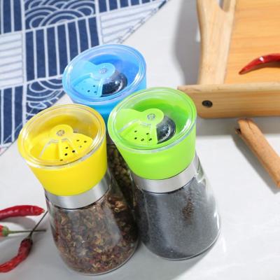 China Ceramic Core Barbecue Salt Spice Spice Grinder Manual Viable Grinder Kitchen Tool Glass Pepper Grinder Bottle With Cover for sale