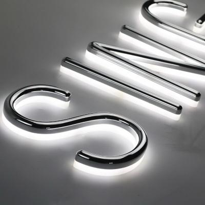 China Shop Outdoor Durable Silver Acrylic Vacuum Coating Front Halo Lit Letter Sign for sale