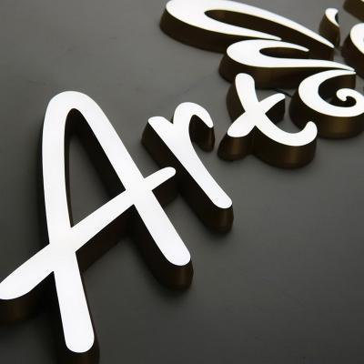 China Shop Eco - Friendly Waterproof 3D Acrylic Led Signage Gold Painting Letter Sign for sale