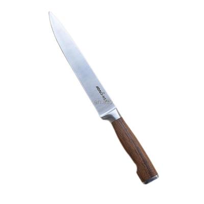 China Sustainable Durable Teak Handle 8 Inch Stainless Steel Carving Kitchen Knife With Gift Box for sale