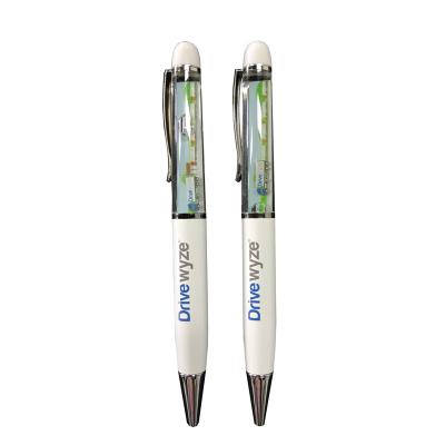 China office & School Pen Customized Logo 3D Metal Tip Promotional Floating Liquid Pen Cheap Advertising for sale