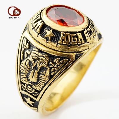 China FASHIONABLE Custom Personalized Mens High School College Ring 14k Gold Jewelry for sale