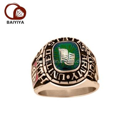 China Custom Fading Plating Stainless Steel USA Military Army Ring With Gold Not Plated Wholesale for sale