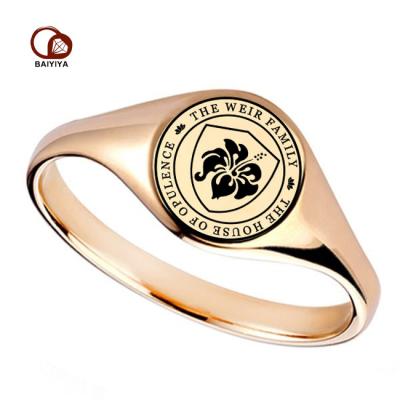 China FASHIONABLE Hot Sale Rose Gold Family Crest Custom Seal Ring for sale