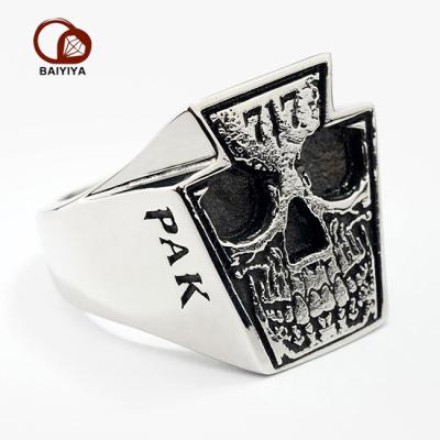 China FASHIONABLE Unique Design Jewelry 925 Sterling Silver Man Seal Biker Ring Custom for sale