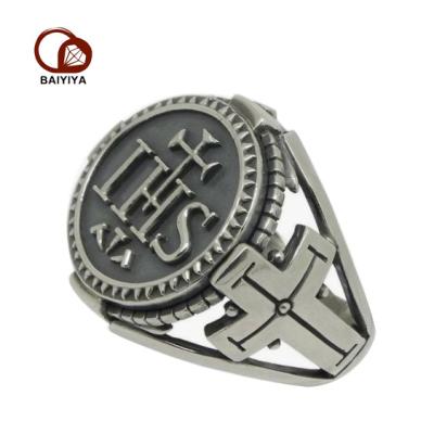 China TRENDY Fashion Silver Custom Design Stainless Steel Cross Seal Ring for sale