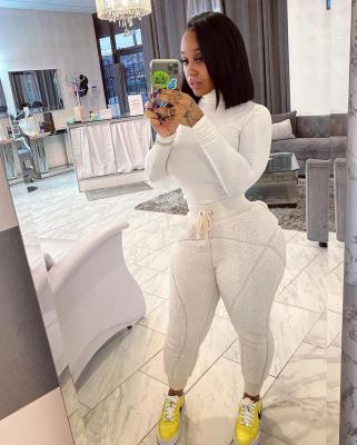 China 2021 winter breathable high quality women sets women ribbed tracksuit leisure sports plush two-piece set for sale