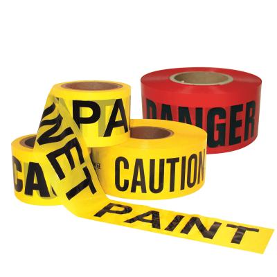 China Plastic Barrier Tape PE Gele Materiaal Polyethyleen Niet-Adhesive Waarschuwingsband voor Gevaarlijke Zones Verpakkingsband Te koop