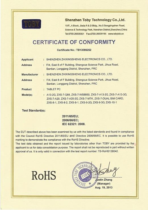 RoHS - Shenzhen Zhixingshen Eletroincs Co., Ltd.