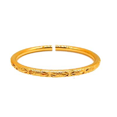 China Round Open Copper Plating 6mm Gold 6mm Bracelet 24K Gold Lady's Bangle Bracelet for sale