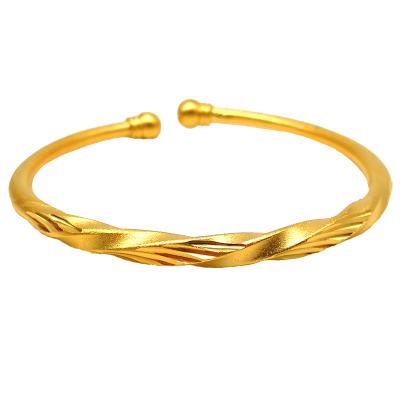 China Factory direct sales 24k gold copper plating style beauty women bracelet ethnic Amazon 24K gold plated bangle wholesale for sale