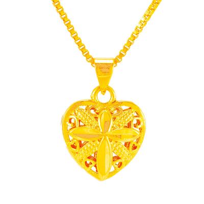 China Imitation hollow-out cute 24k gold pendant like hot women's fashion jewelry Vietnam gold peach heart border pendant for sale