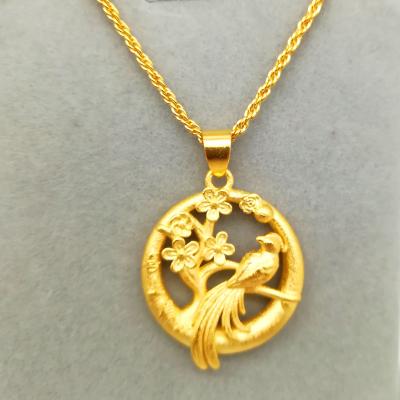 China Wholesale National Chinese ethnicity fashion style gold pendant thick magpie plum tree imitation gold jewelry female plated for sale