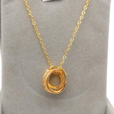 China 2021 cute popular jewelryMicro inlaid stone circle pendant necklace fashion japanese korean style with best quality for sale