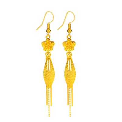 China Ethnic fashion high quality 18k gold plated circle earrings, hot sale gold earrings for women tassel drop FLOWER earrings for sale